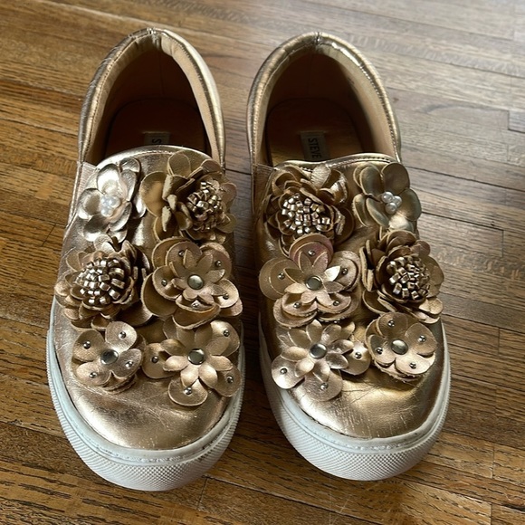 STEVE MADDEN ROSE GOLD FLORAL LOAFERS 10 - Picture 1 of 11